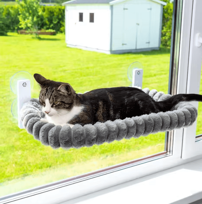 Inspire Curations SunnyView Window Cat Hammock Bed light Grey