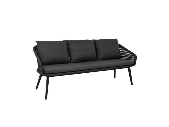 CASA DOMA Ribera Diningbank Rundform, Beine eckig - Rope anthrazit – Raute Modern Country
