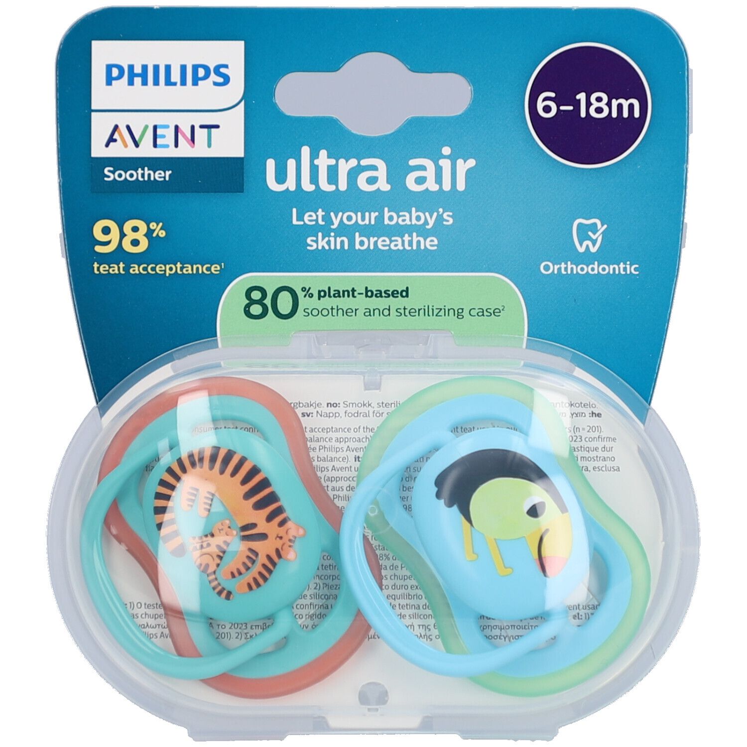 Philips Avent Fopspeen +6m Air luipaard/toekan 2st 2 St Schnuller