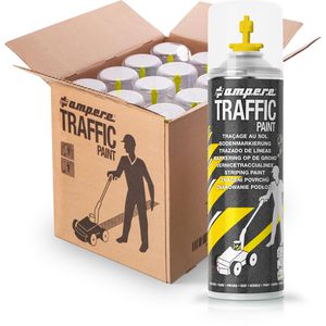 AMPERE Markierungsspray Traffic Paint, gelb, Langzeit, 12 Dosen je 500 ml