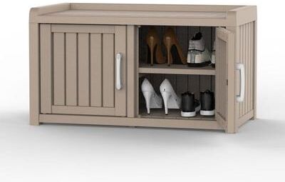 "32"" Shoe Storage Cabinet, Waterproof Durable Resin Shoe Closet for Indoor Outdoor"