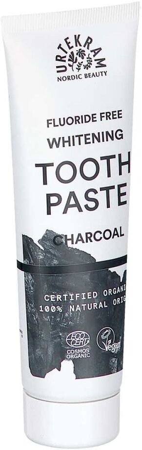 Urtekram Toothpaste Charcoal Whitening Fluoride 75ml