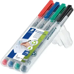STAEDTLER Folienschreiber Lumocolor nonpermanent S 4er Etui sortiert Packung mit 10 Stück