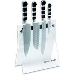 F. Dick Messerblock 4Knives weiss 1905 4-teilig (Messerblock aus Acrylglas, LxBxH 24 x 12,5 x 42 cm, Messerblock, Schwarz, Silber, Weiss