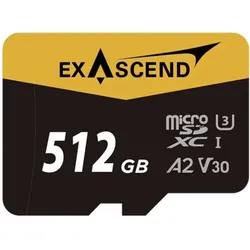 Exascend Catalyst w/ Adapter UHS-I SD Card(V30) 512GB (ES117905) (512 GB, microSDXC, SD, U3, UHS-I), Speicherkarte, Schwarz