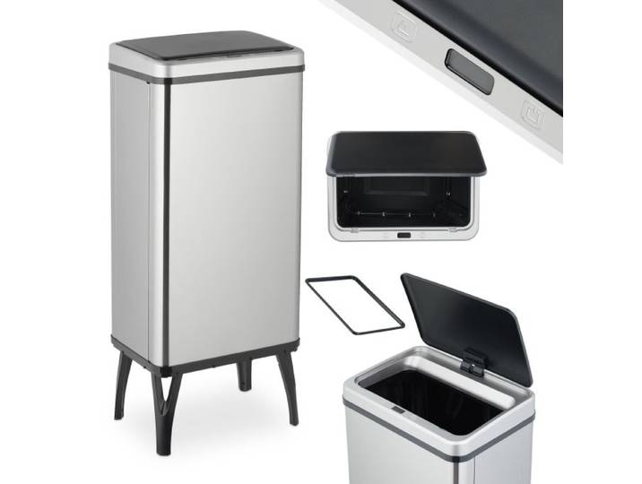 Relaxdays Prullenbak op poten met sensor rvs