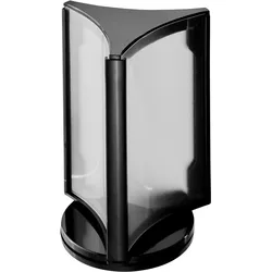 Tischaufsteller drehbar, 3-seitig, A6, schwarz A6, PS, PVC, transparent, schwarz