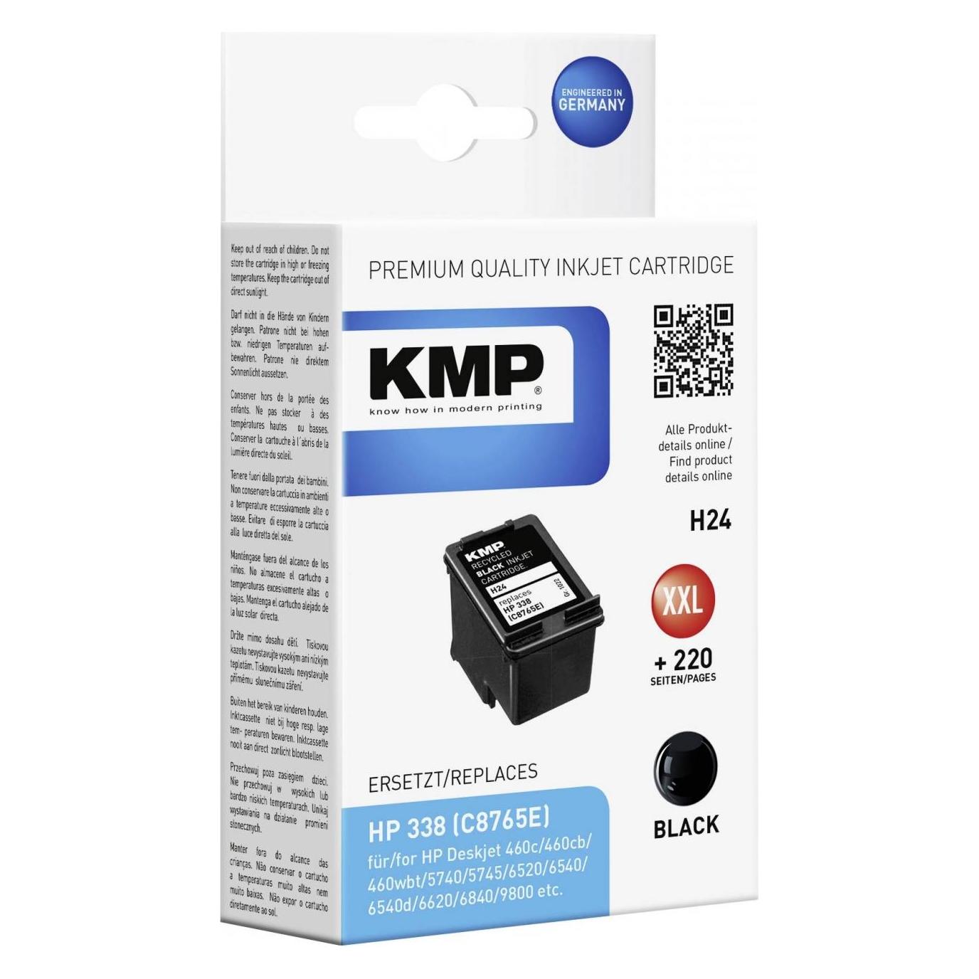 KMP H24 Tintenpatrone kompatibel mit HP C 8765 E (BK) (1022,4338)
