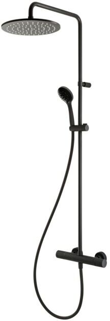 Herzbach Deep Black Duschsäule 23.988525.1.12 mit Brause-Aufputz-Thermostat und Handbrause, schwarz matt