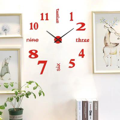 Discount Dollar Deals Large Sized Number Wall Clock, DIY Home Decoration, Living Room Bedroom Study Hotel Decor red