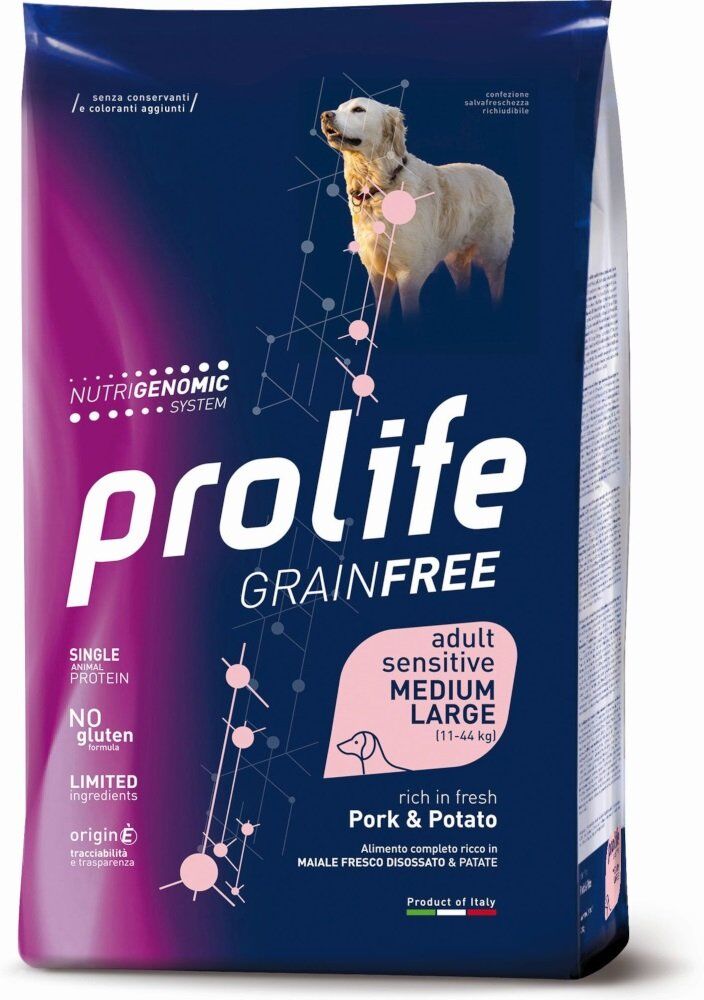 Prolife Secco Cane Grain Free Sensitive Adulto Maiale e Patate 10 kg
