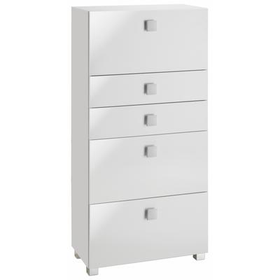 Midischrank SCHILDMEYER "Quadra", weiß (weiß glanz, weiß glanz), B:65cm H:133,5cm T:34,5cm, Schränke, Midischrank, Solide Verarbeitung - Dieses Produkt ist in Deutschland gefertigt