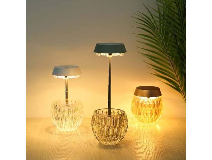Tischlampe Nachttischlampe Tischleuchte LED Touchdimmer Glas rauchfarben H 28 cm
