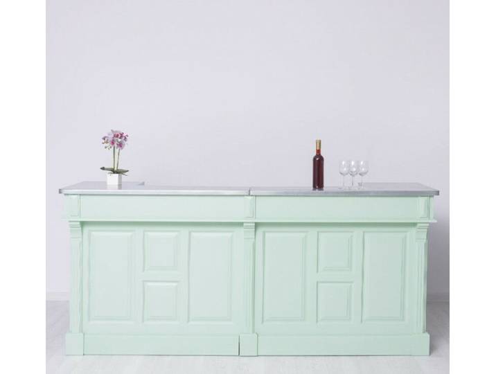 Massivholz Tresen Landhausstil Mint-Pastellgrün - Zinkplatte