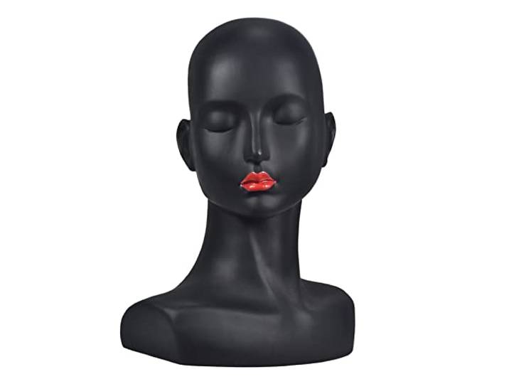 caihuashopping Perückenständer Schaufensterpuppe weibliche Kopf Modell Dummy Perücke Gläser Hut Display Stehen weiße Friseur Haarstyling Perücke Machen Halter Schulter Perückenkopf (Color : 1)