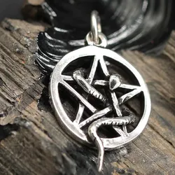 Drachensilber Schlangen Pentagramm Schmuck Ketten Anhänger 925 Silber - Silber