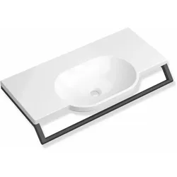 HEWI Waschtischset mit Haltegriff, Mineralguss, alpinweiß, B: 850 mm, T: 415 mm, CE-Kennzeichnung