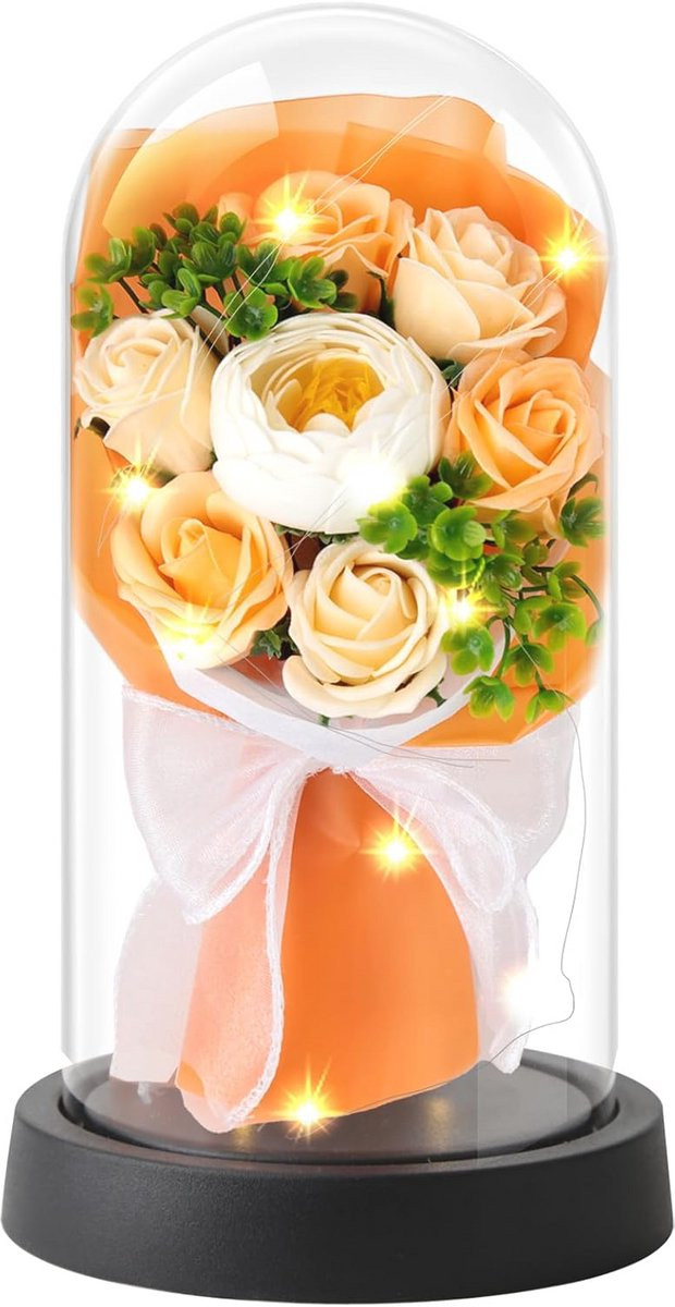 Eeuwige roos in glas met licht