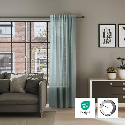 Vorhang NEUTEX FOR YOU "ALLEY", blau (petrol), B:142cm H:245cm, Jacquard, Polyester, Gardinen, Halbtransparentes Streifendesign