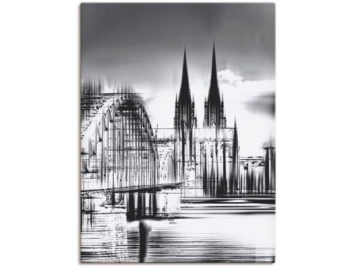 Leinwandbild ARTLAND Köln Skyline Collage III , grau (farbe bild(er): grau), B:45cm H:60cm, Bilder, Leinwandbild, auf Holzrahmen gespannt