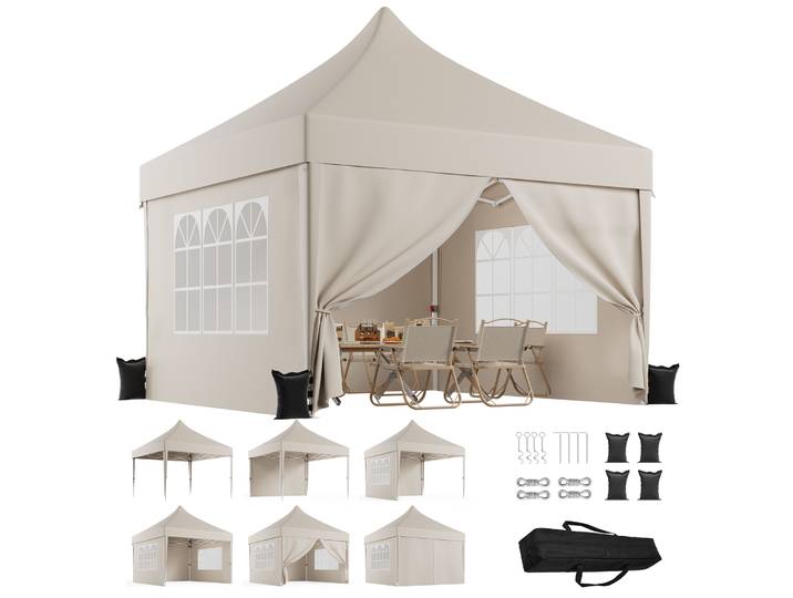 Pavillon pliable multifonctionnel Devoko, imperméable, protection UV 50+, construction stable pour jardin, célébrations et marchés hebdomadaires