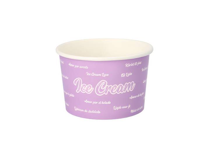 PAPSTAR Einwegbecher Eisbecher, Pappe 500 ml Ø 11,2 cm, 7,8 cm lila Icelove 500 Stk, Pappe, beschichtet