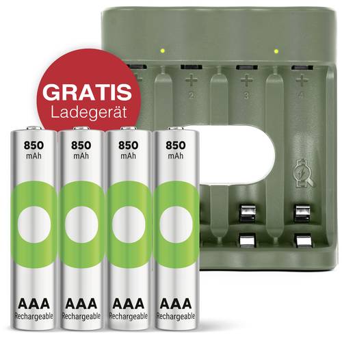 GP Aktion Gratis Ladegerät USB-Modell Ladegerät B441 inkl. 4x AAA-Akku Micro (AAA)-Akku NiMH 850 mAh 1.2V 1 Set