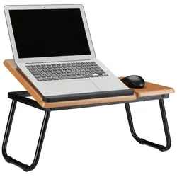 Relaxdays Laptoptisch mit neigbarer Arbeitsfläche Hellbraun,Schwarz