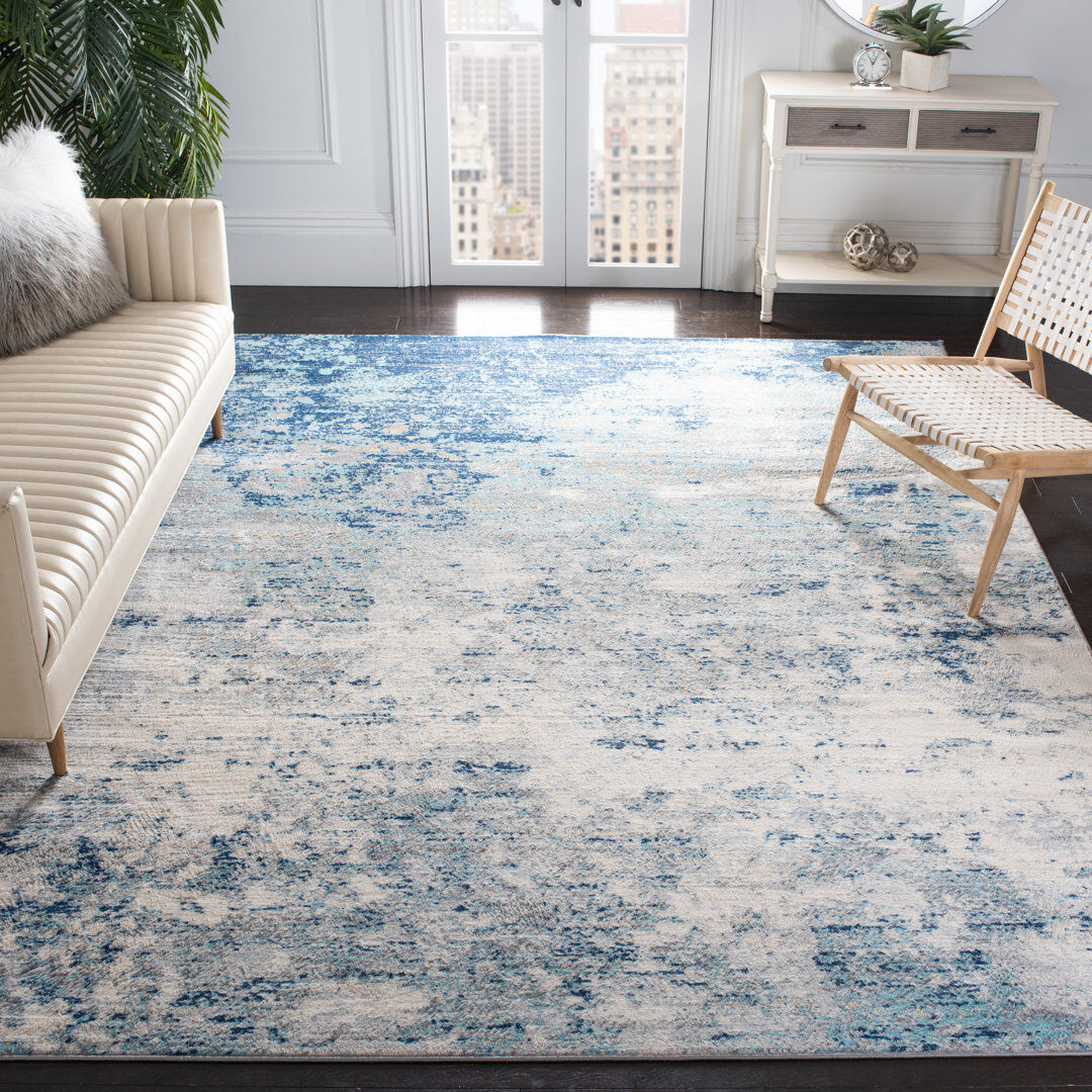 Trent Austin Design Odin Abstract Gray Area Rug Blue Rectangle 235 x 305cm