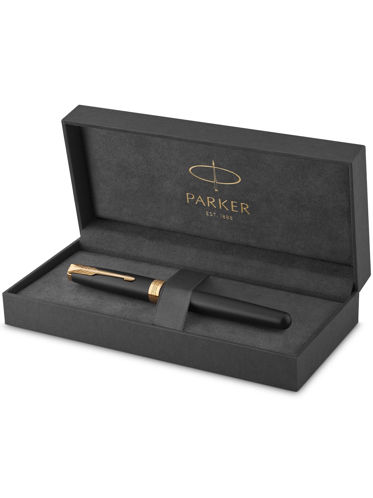 Parker Sonnet Füller | Matt-Schwarze Lackierung mit Goldzierteilen | Füllfederhalter mit feiner Feder | Geschenkbox
