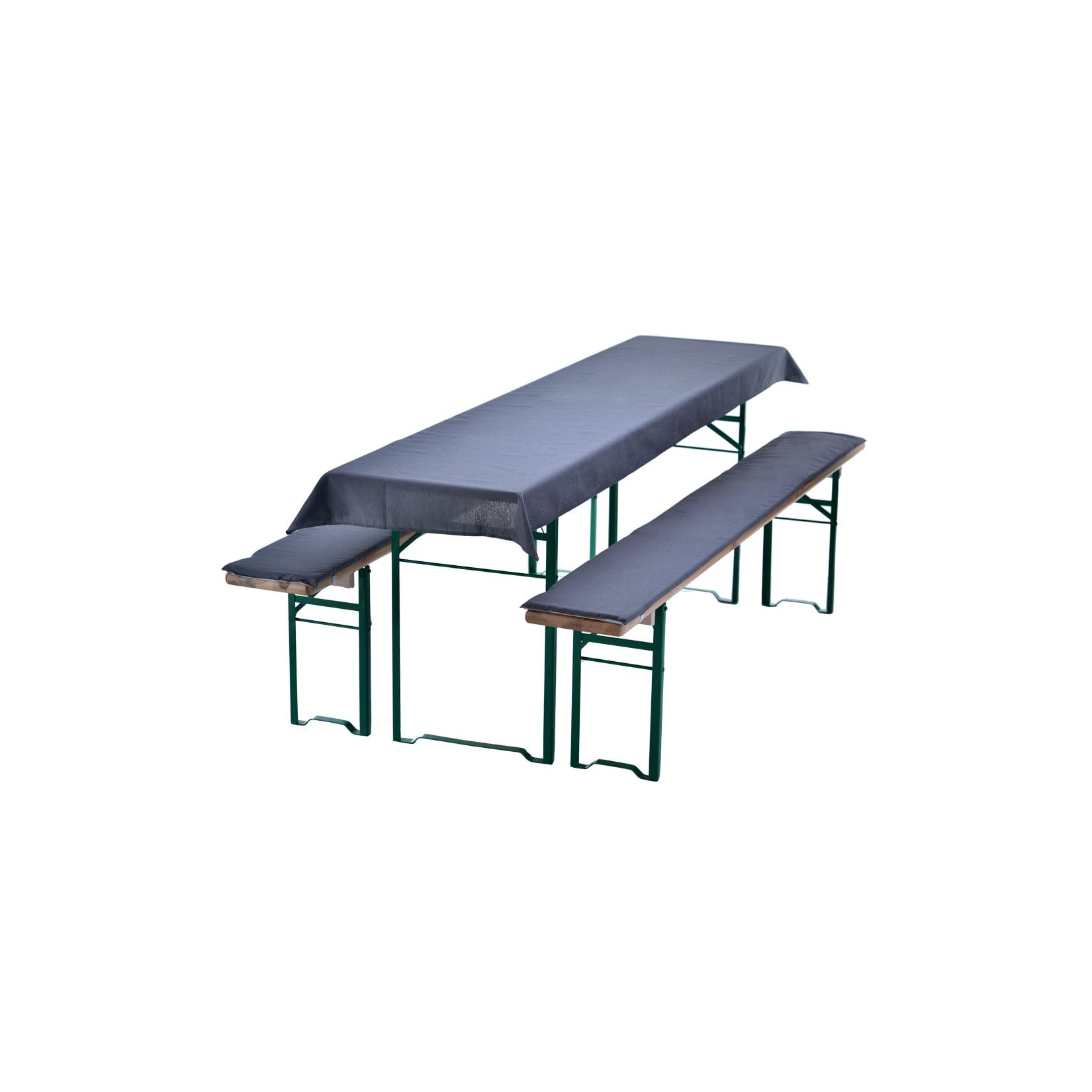 NYVI Bierbankauflagen Set NYVIGala 3 teilig - Auflagen für Bierzeltgarnitur - Tischdecke für Biertisch & Sitzpolster für Bierbänke Farbe:Grau;Größe:240x70 cm