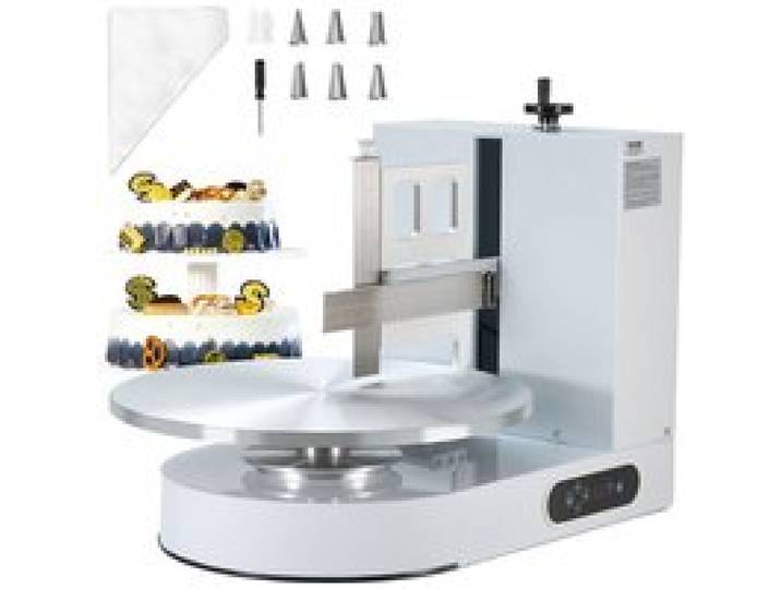 Machine à Glacer les Gâteaux 4-16 pouces-VEVOR-Machine à Lisser Crème à Faible Bruit Plateau Tournant avec Grattoir Réglable-Blanc