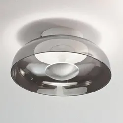 Vintage Deckenleuchte mit Rauchglas Schirm in transparent von Fabas Luce
