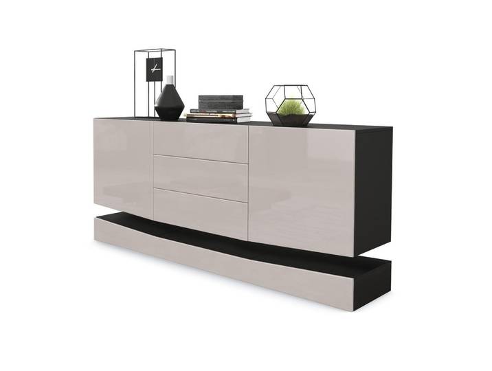SIDEBOARD City Fronten in Sandgrau Hochglanz