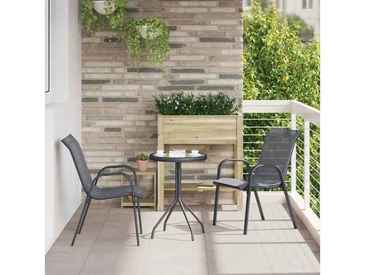 Automne/hiver  Gris Ensemble bistro de jardin 3 pcs Gris Acier DEC3496675