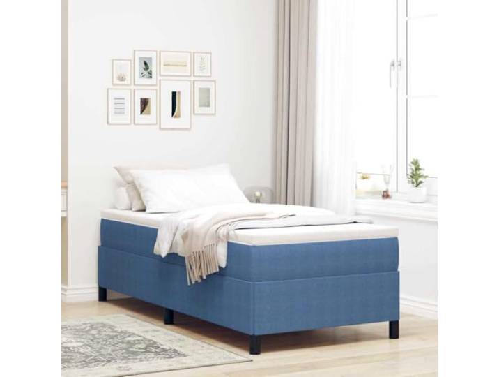 YUTAASU Boxspringbett Blau 90 x 190 cm Cordstoff Kiefernholz Gestell, Lattenrost Inklusive, Kunststoffbeine, Pflegeleicht