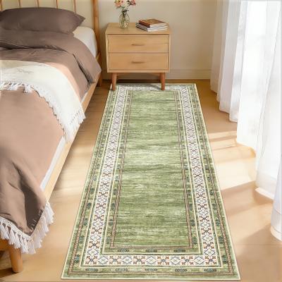 Garvee Vintage Floral Geometric Bordered Area Rug