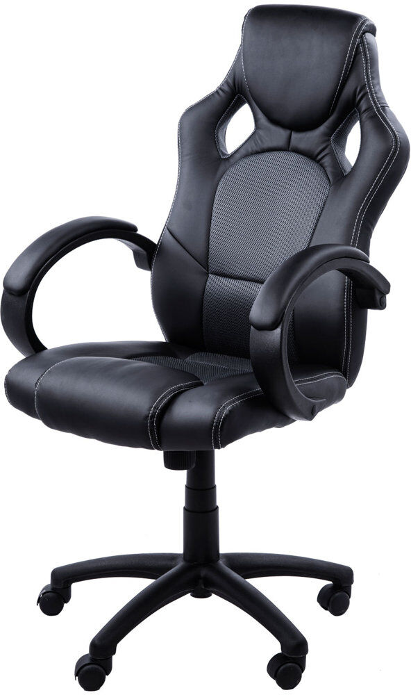 Symple Stuff Adjustable Ergonomic Faux Leather Swiveling PC & Racing Game Chair Black/Grey 61cm W X 71cm D