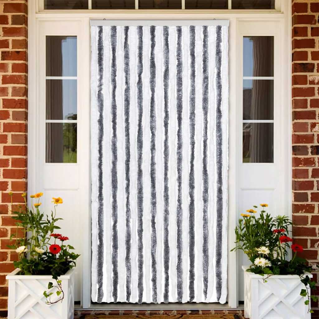 vidaXL Cortina mosquitera gris y blanco chenilla 90x220 cm Multicolor