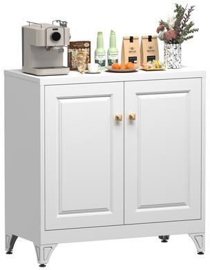 LTMATE White 33-Inch Accent Cabinet with Windowpane Metal Doors