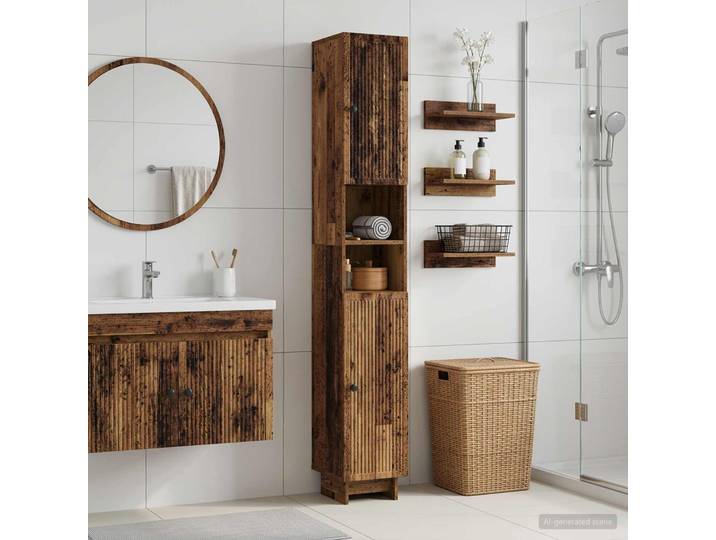 vidaXL Badezimmerschrank mit offenem Regal EDE Altholz