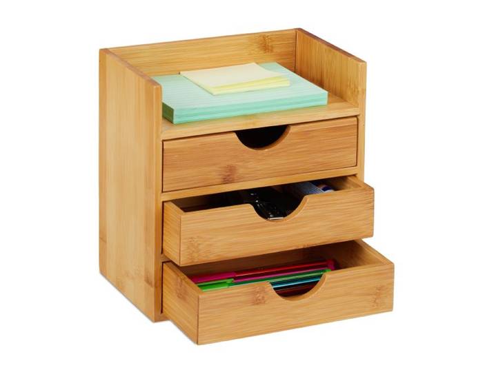 Relaxdays Organiseur de bureau avec 3 tiroirs