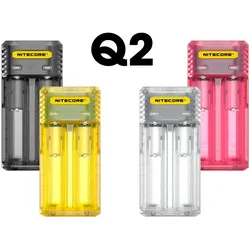 Nitecore Q2 - Schnelladegerät für Li-Ion Akkus, 2 Schachtlader - 4 Farben zur Auswahl gelb
