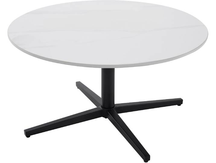 Couchtisch BYLIVING Cup , weiß, schwarz, weiß, H:36,5cm, Tische, Couchtisch, modernes, rundes Design in Keramikoptik mit Kreuzgestell, 70cm