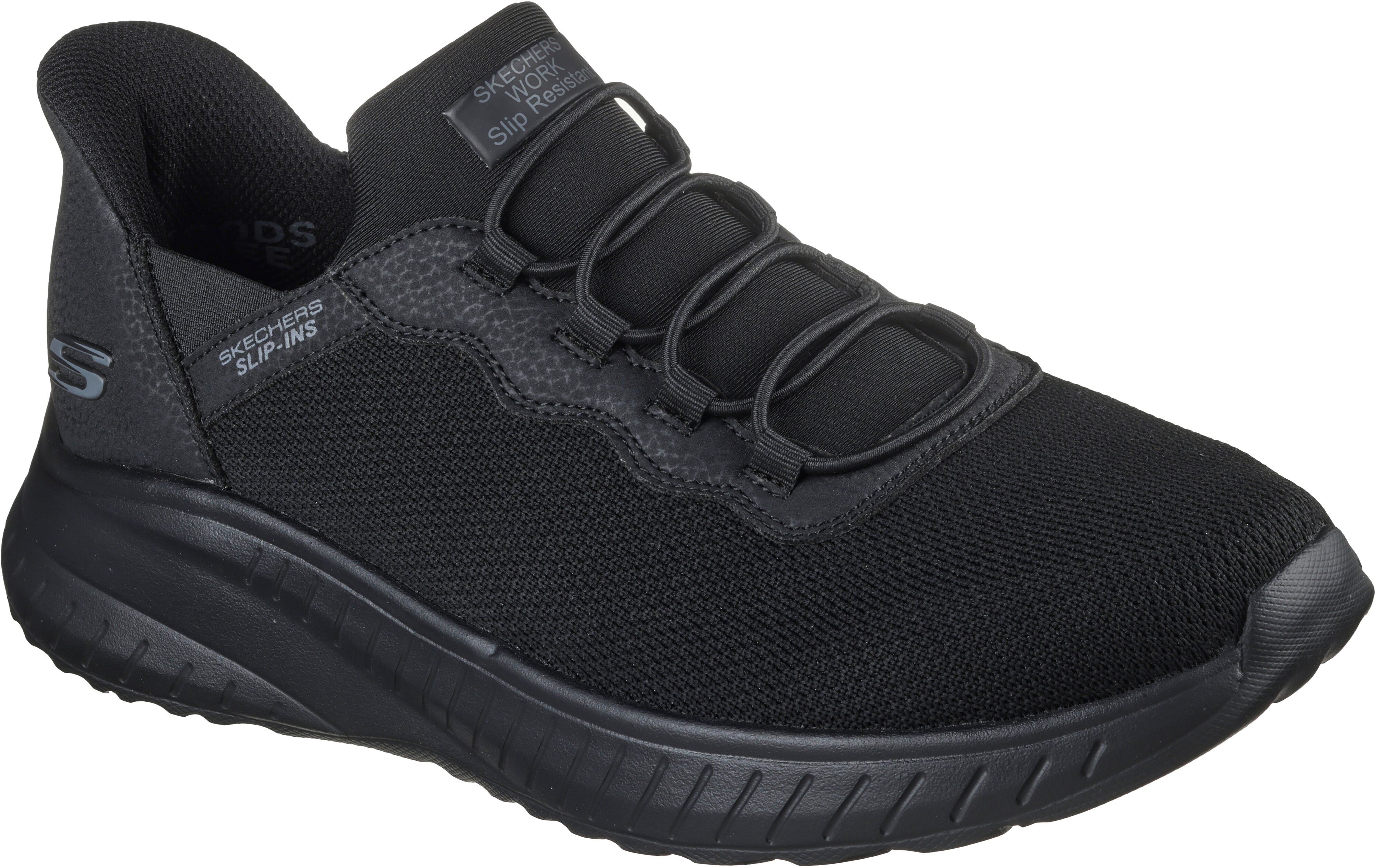 Berufsschuh SKECHERS "SQUAD CHAOS SR-STIVIG" Gr. 48,5, schwarz, 48,5, Textil, Schuhe, Slip-on Sneaker für den Arbeitsalltag, Maschinenwäsche