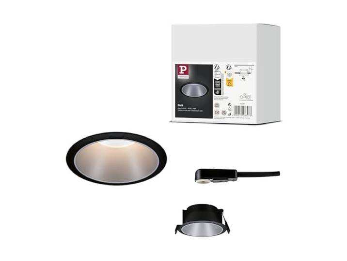 Paulmann 93397 spot encastré Cole fixe rond gradable projecteur encastré Blanc Noir mat\, Argent spot aluminium lampe encastrée plastique GU10