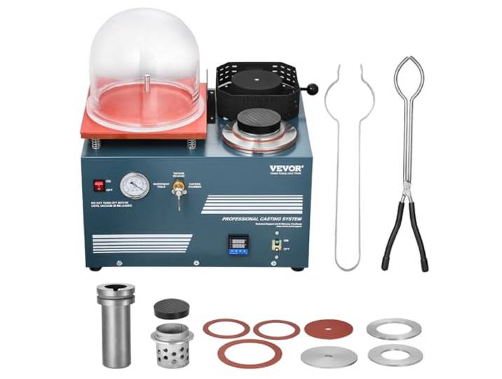 VEVOR Machine de Fonte à la Cire Perdue sous Vide\, Machine pour Moulage de Précision Tout-en-Un avec Four de Fusion\, Port d'Injection Pratique\, Manomètre Précis\, pour Coulée de Bijoux Fusion de Métaux