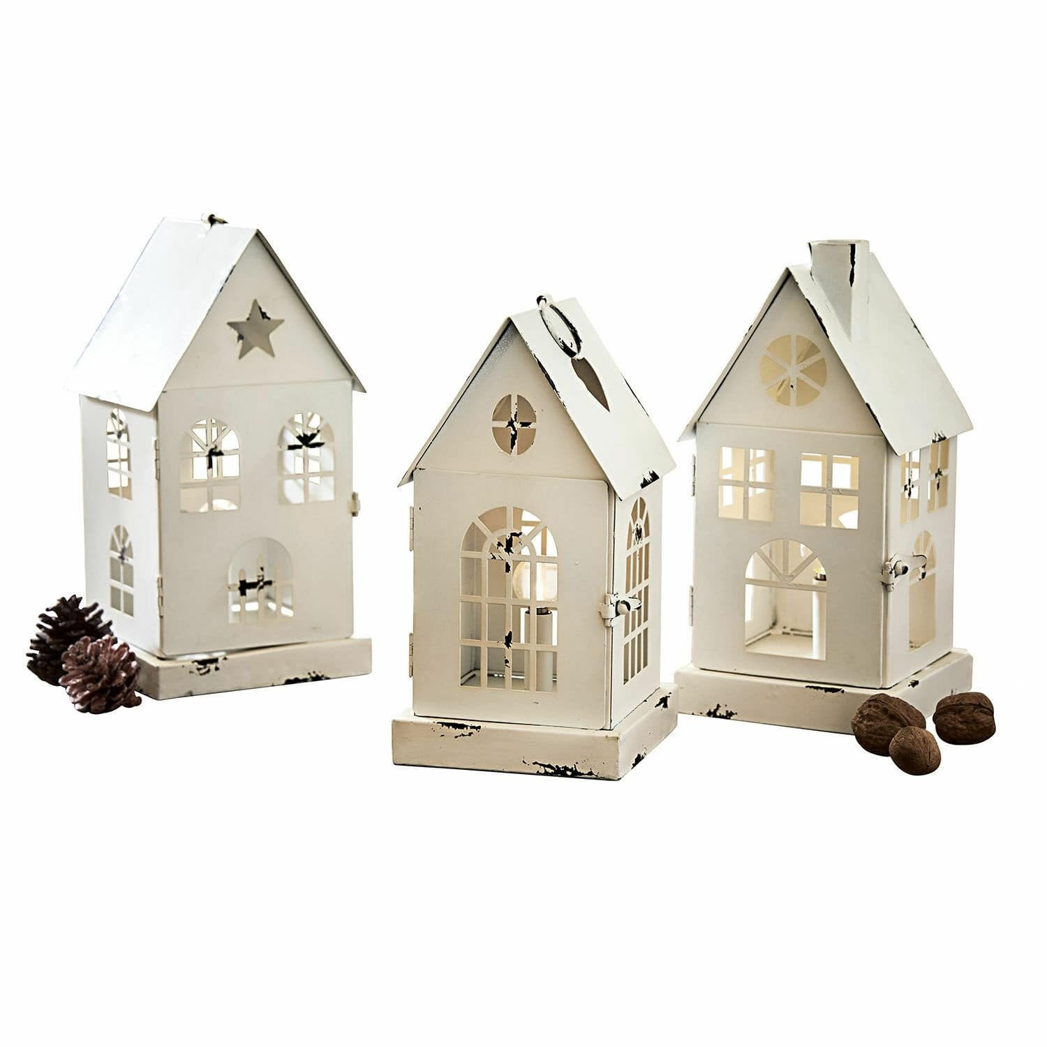 LOBERON Village Ledlantaarn set van 3 wit