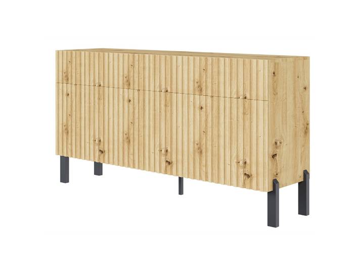 Drehtür-Kommode Telire 154 cm mit drei Schubladen und