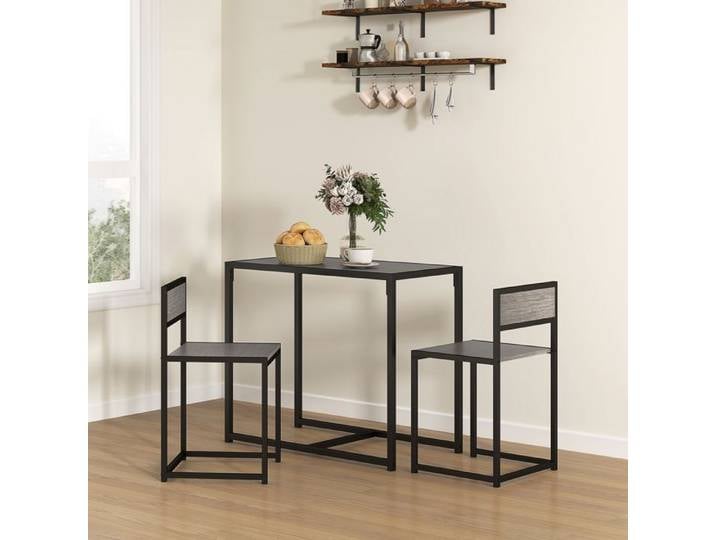 Ensemble table de bar 3 pièces - Ensemble table de bar 3 pièces gris - 2 places - Cadre acier galvanisé - Plateau MDF résistant